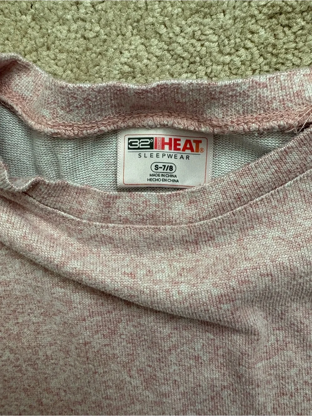 32 Degrees Girls Heathered Mauve Short Sleeve Pajama Set
